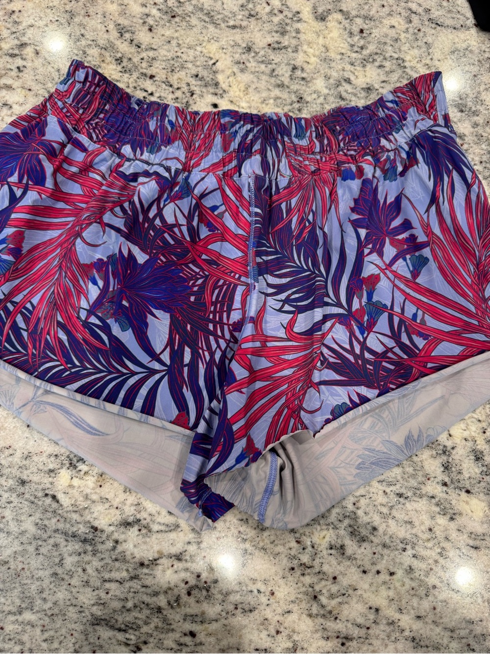 lululemon Women’s Size 10 Floral Running Shorts Blue Pink